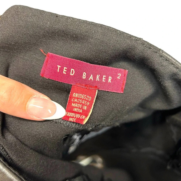 Ted Baker Palanga Black Leather Pencil Skirt Size 2 / US 6 - Picture 6 of 8